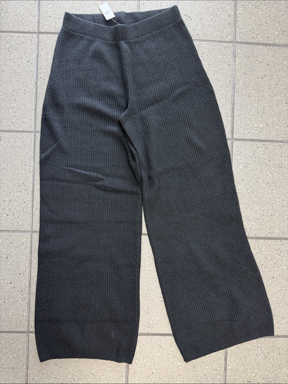 GAP Black Ribbed Wide-Leg Knit Track Pants